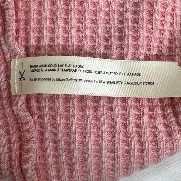 Free People One Hayden Thermal Waffle Knit Top Pink - Picture 10 of 12